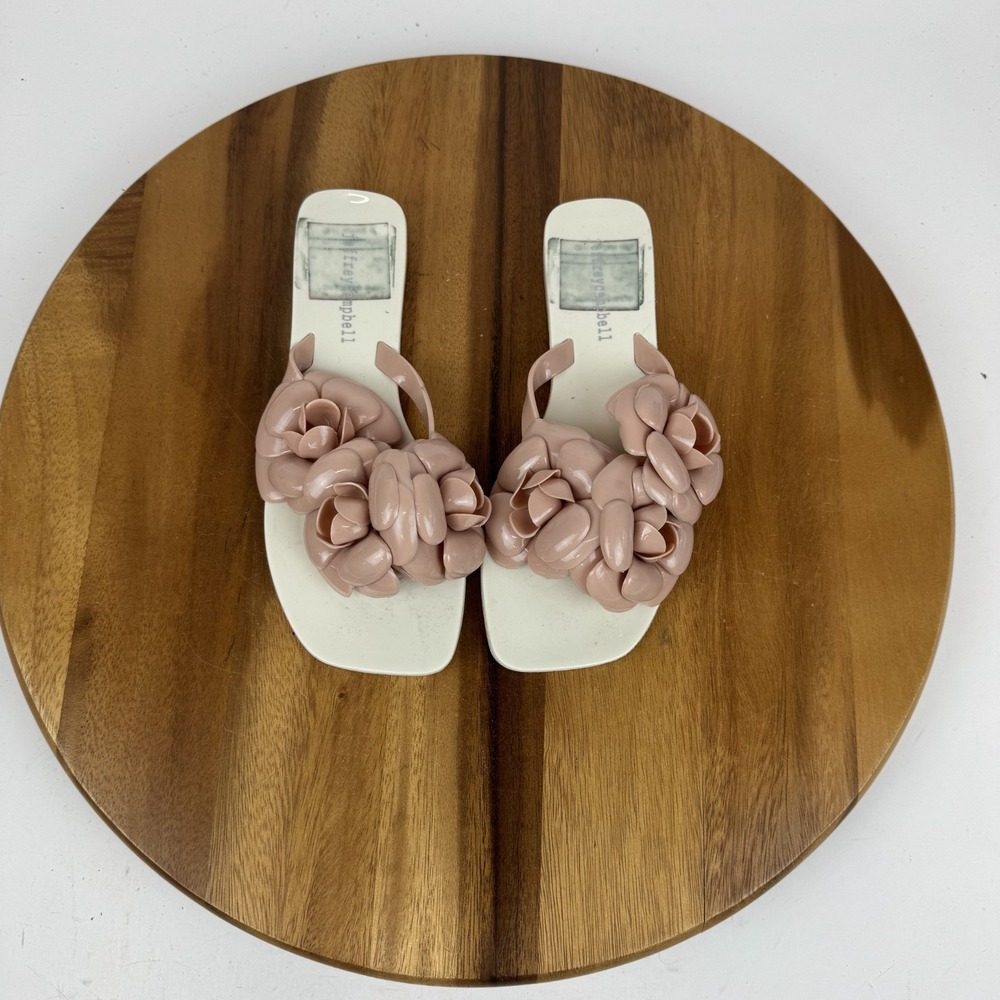New Womens Jeffrey Campbell Floralee Nude Jelly Thong Flip Flops Sandals Size 6